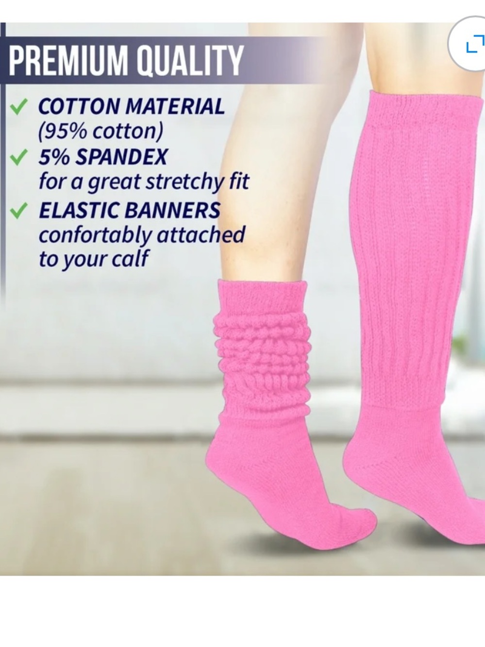 Slouchy Skippy Clause Thick Cozy Socks - Pink Mix - Unbranded - Picture 6 of 8
